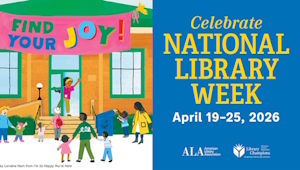 An illustration of a library to celebrate National Library Week