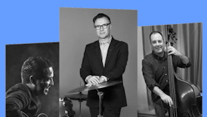 three jazz musicians with their instruments
