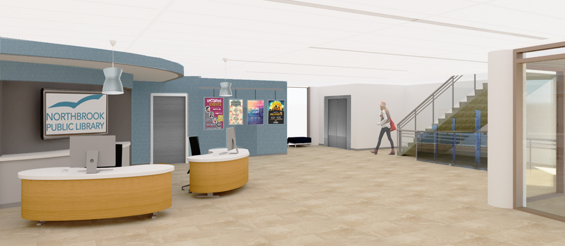 Rendering of the new Circulation and Welcome Area