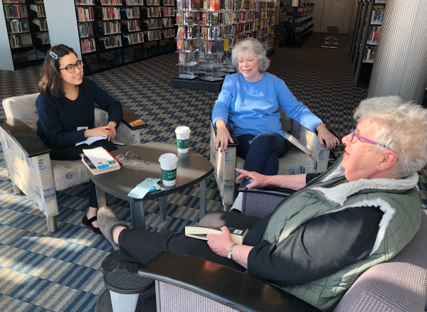 Best friends meet at the library