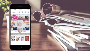 Photo showing a magazine of on a smartphone