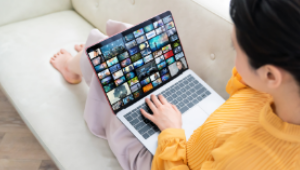 Photo of someone accessing library resources from home