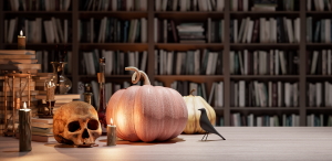 Halloween pumpkins and books