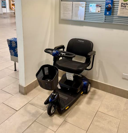 Mobility scooter in the lobby