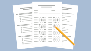 illustration showing test pages and a pencil