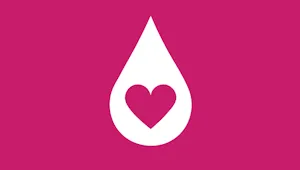 An illustration of a drop of blood with a heart in it