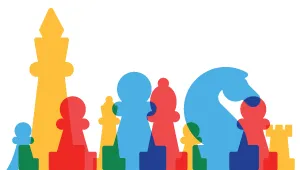 illustration of colorful chess pieces
