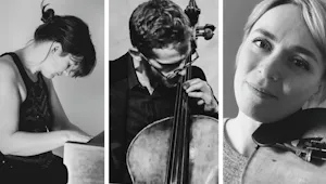 Three people playing instruments