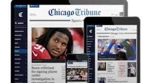 Chicago Tribune digital editions on a laptop, mobile phone and tablet
