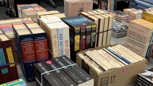 A photo of the books on display at a previous Friends book sale