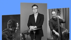 three jazz musicians with their instruments