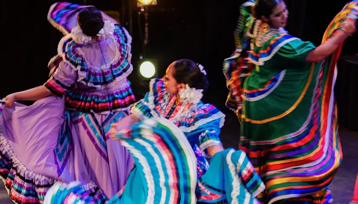 Dancers in traditional mexican dance attire