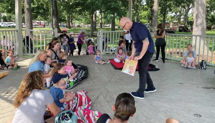 Photo of kids at an outdoor storytime